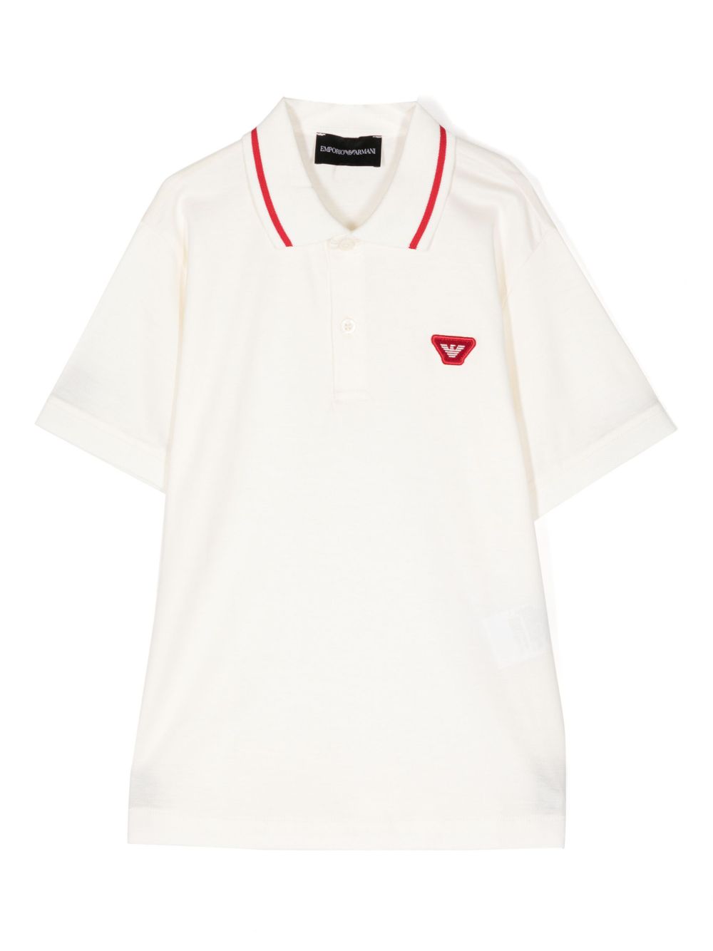 Emporio Armani Kids Eagle 贴花平纹针织polo衫 - 中性色