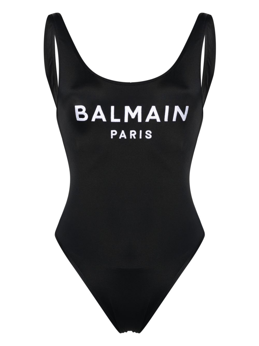 Balmain 刺绣logo U形背连体泳衣 - 黑色