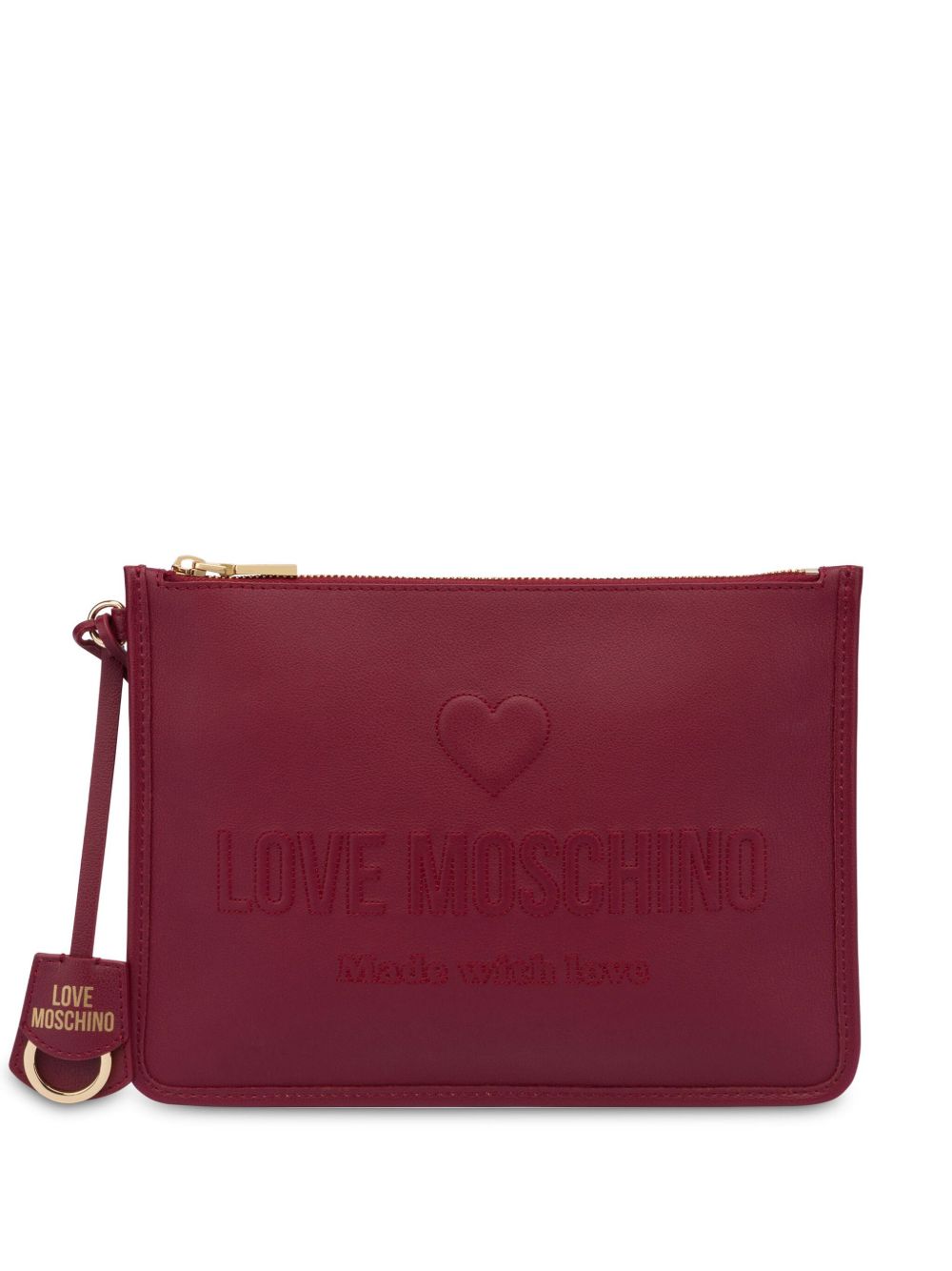 Love Moschino logo压纹手拿包 - 红色