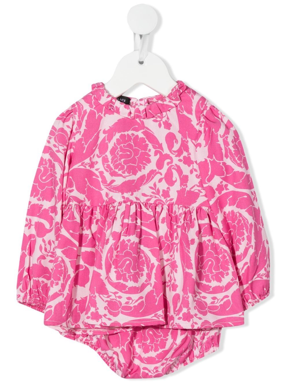 Versace Kids 范思哲 Baroque 印花长袖连衣裙 - 粉色