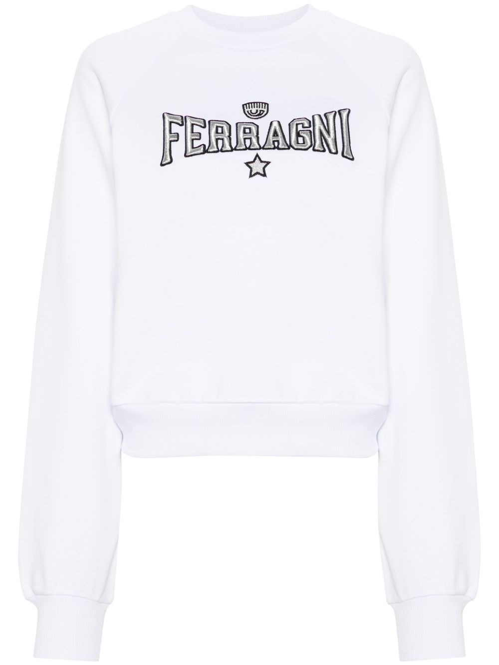 Chiara Ferragni logo刺绣棉卫衣 - 白色