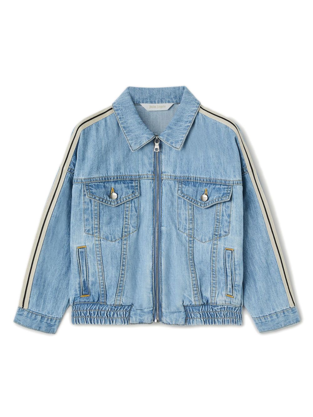 Palm Angels Kids logo印花牛仔夹克 - 蓝色