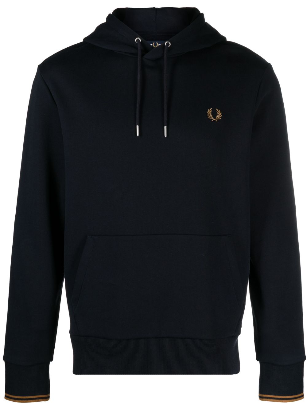 Fred Perry logo印花抽绳连帽衫 - 蓝色