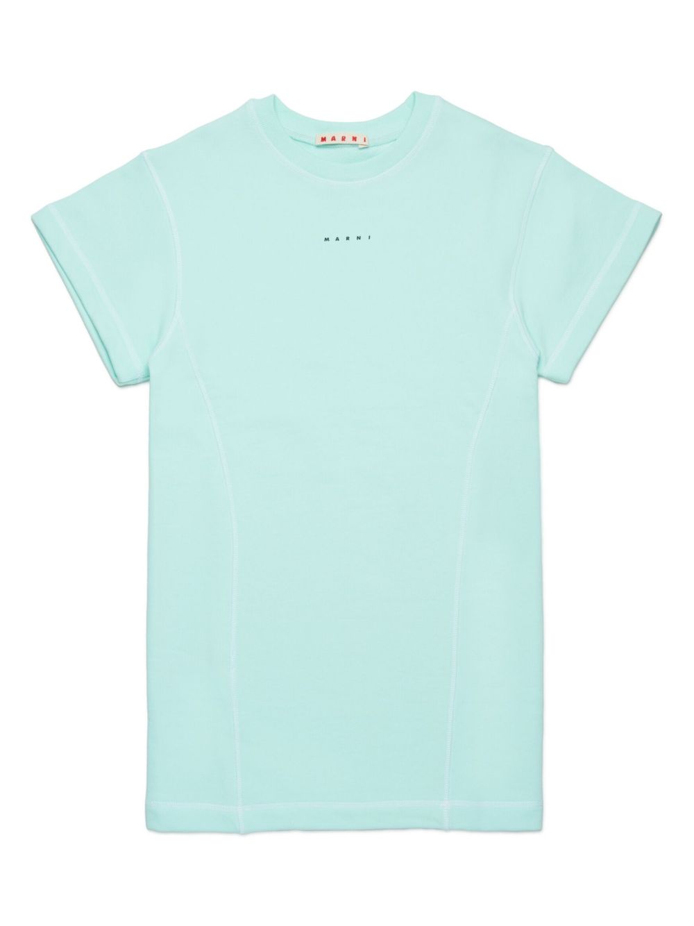 Marni Kids logo印花T恤式连衣裙 - 蓝色