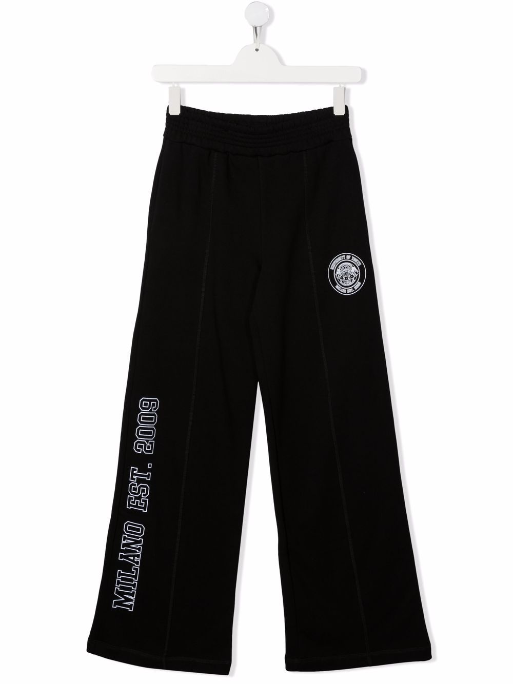 MSGM Kids logo印花阔腿运动裤 - 黑色