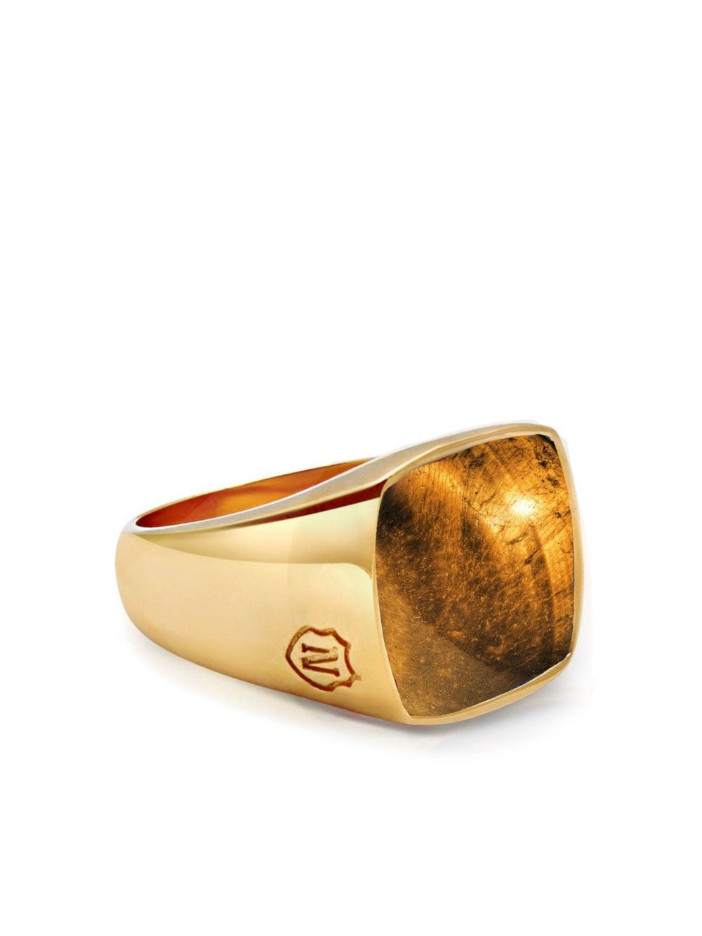 Nialaya Jewelry 宝石细节图章戒指 - 金色