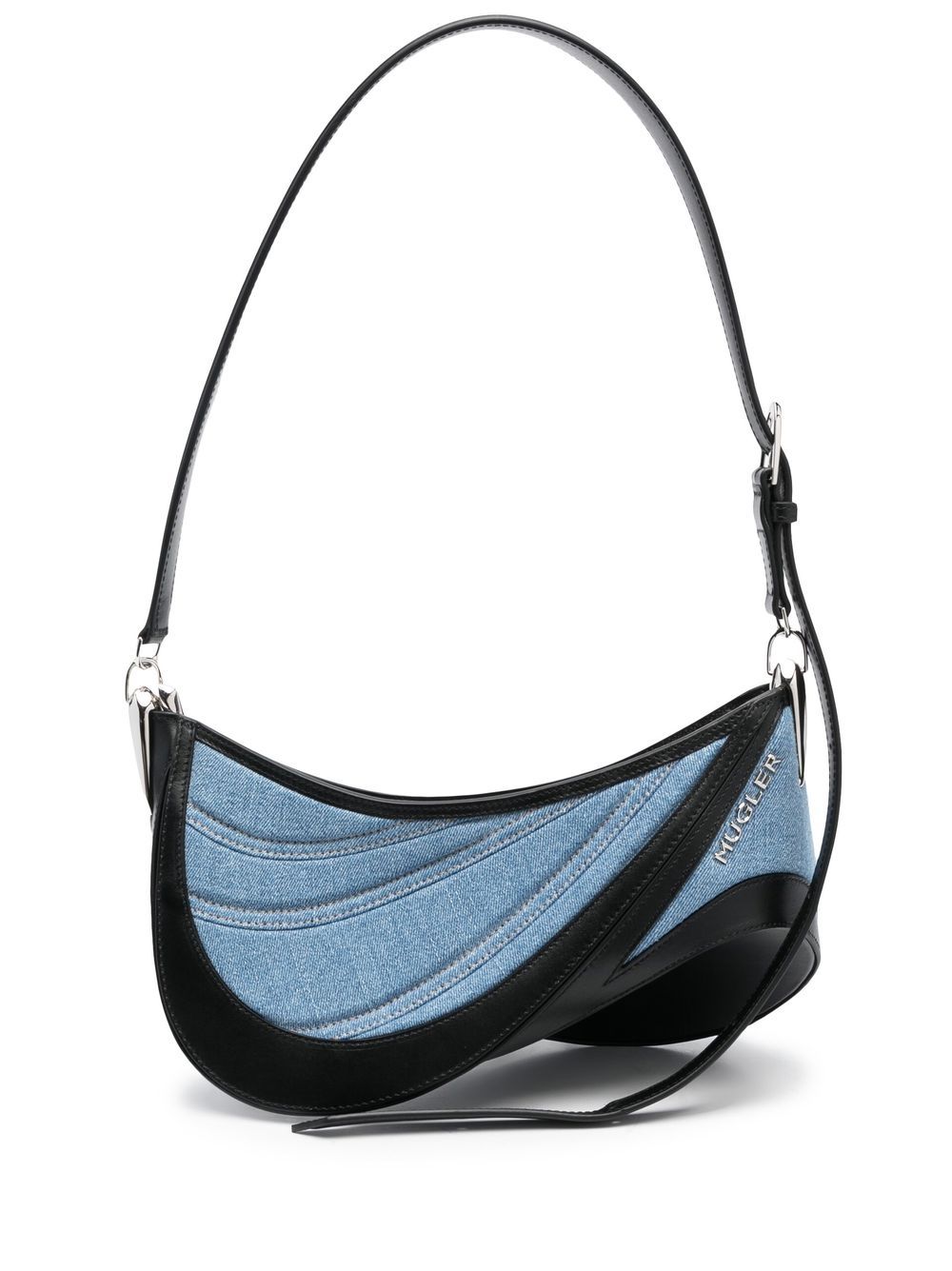 Mugler Spiral Curve 01 牛仔中号斜挎包 - 蓝色