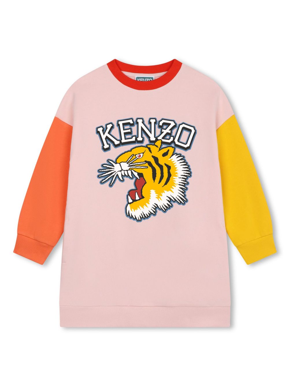 Kenzo Kids logo印花棉连衣裙 - 粉色