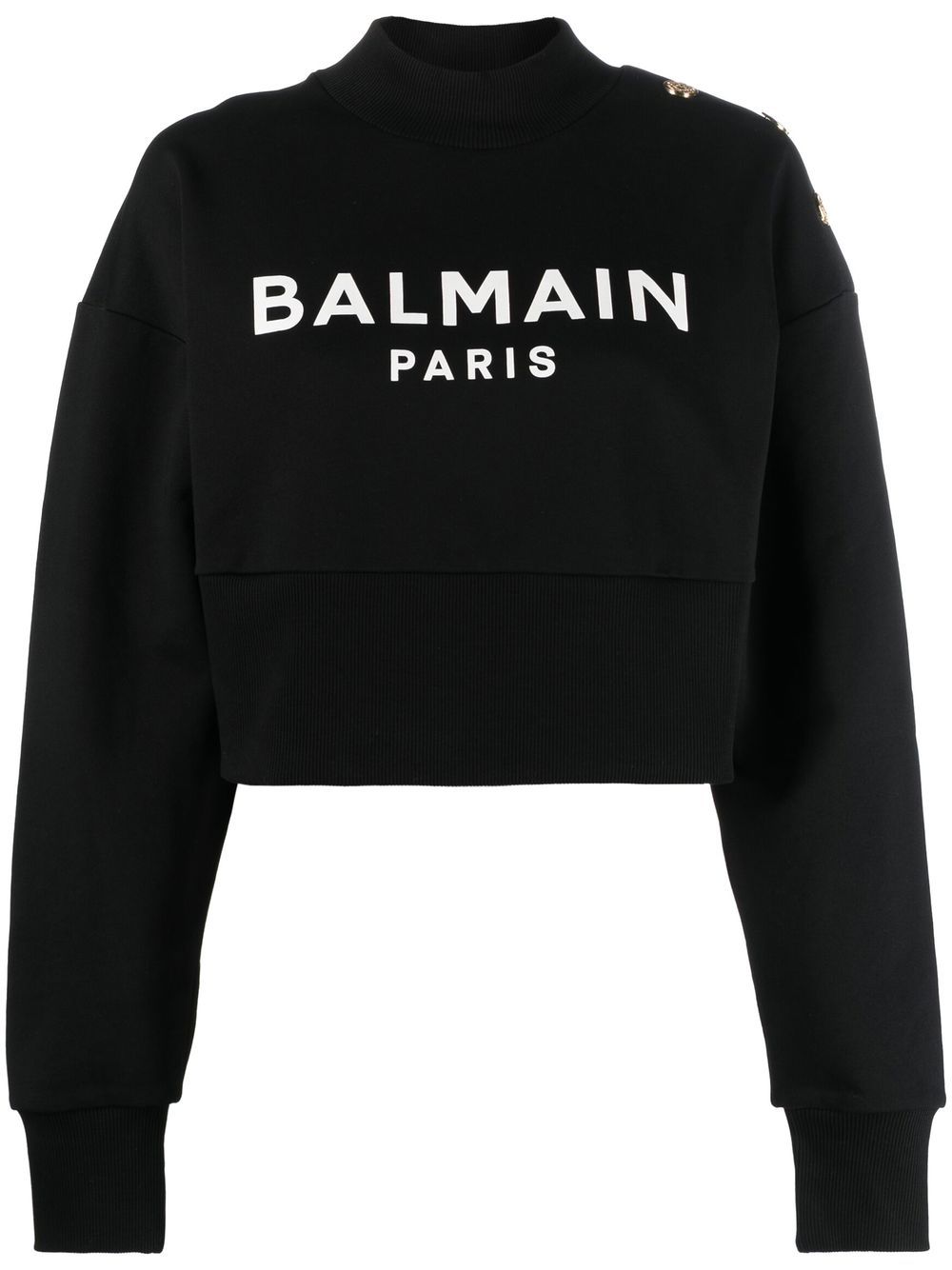 Balmain logo印花棉卫衣 - 黑色