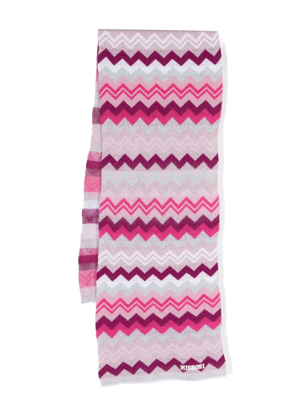 Missoni Kids Z字形图案针织围巾 - 粉色
