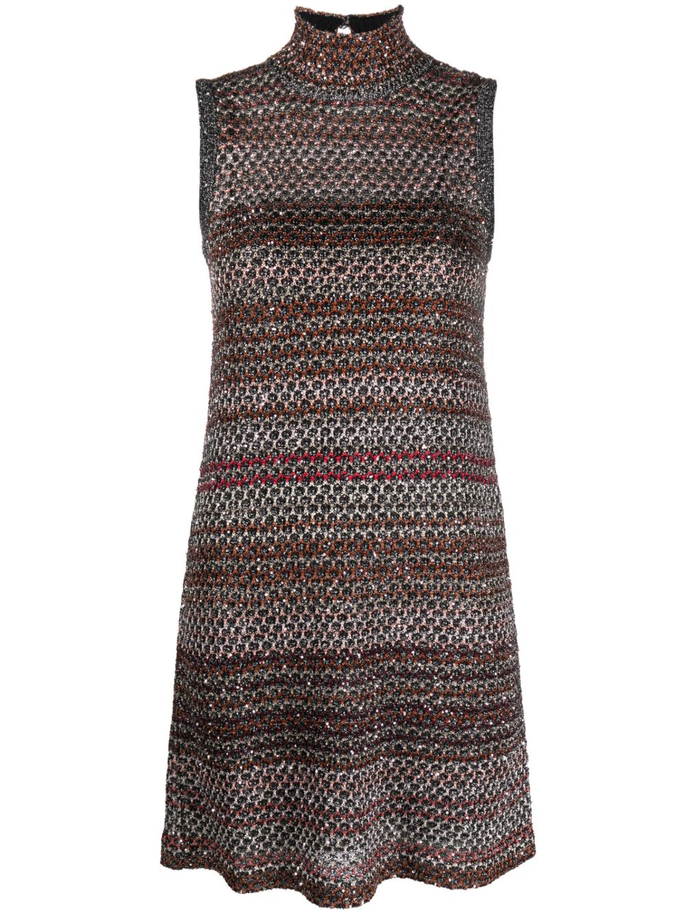 Missoni 亮片蜂窝状针织迷你连衣裙 - 黑色