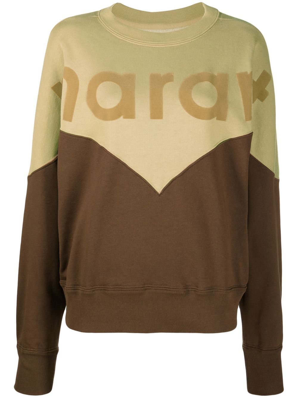 MARANT ÉTOILE logo印花双色卫衣 - 绿色