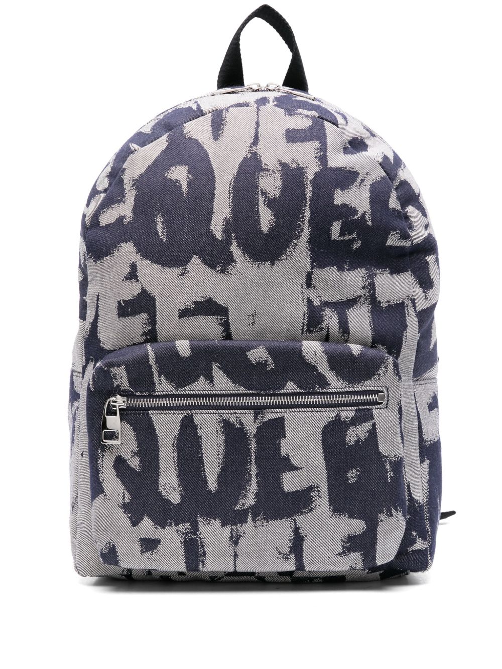 Alexander McQueen logo印花牛仔双肩包 - 蓝色