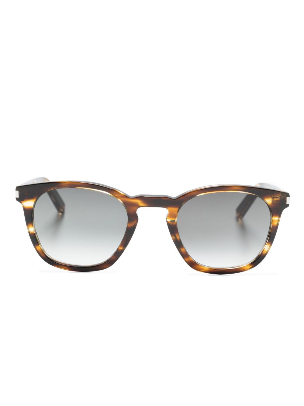 Saint Laurent Eyewear logo凹面压花玳瑁纹效果太阳眼镜 - 褐色