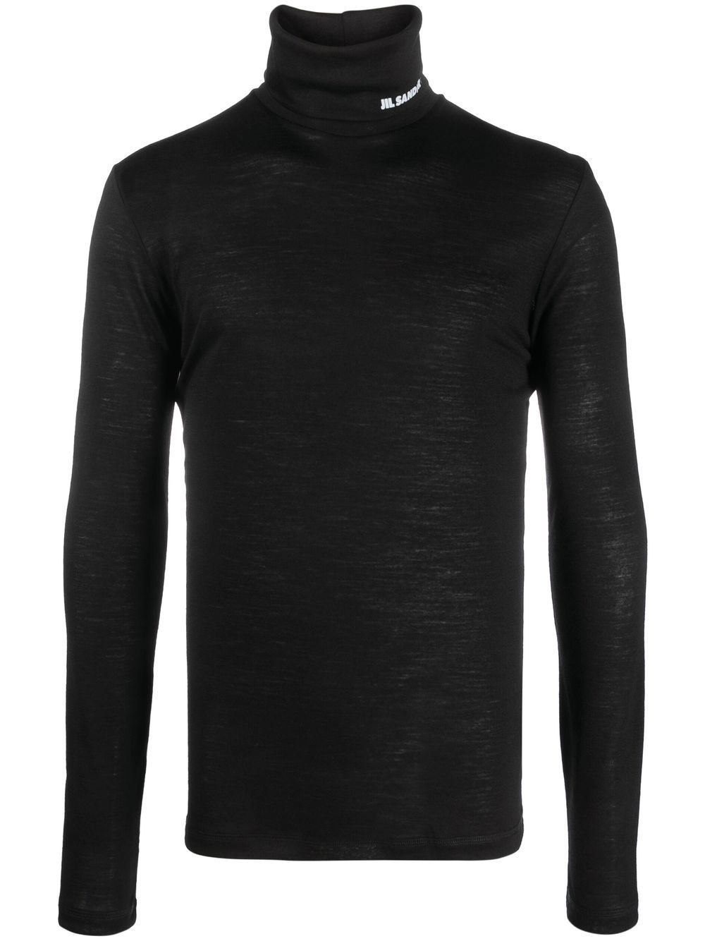 Jil Sander logo印花高领毛衣 - 黑色