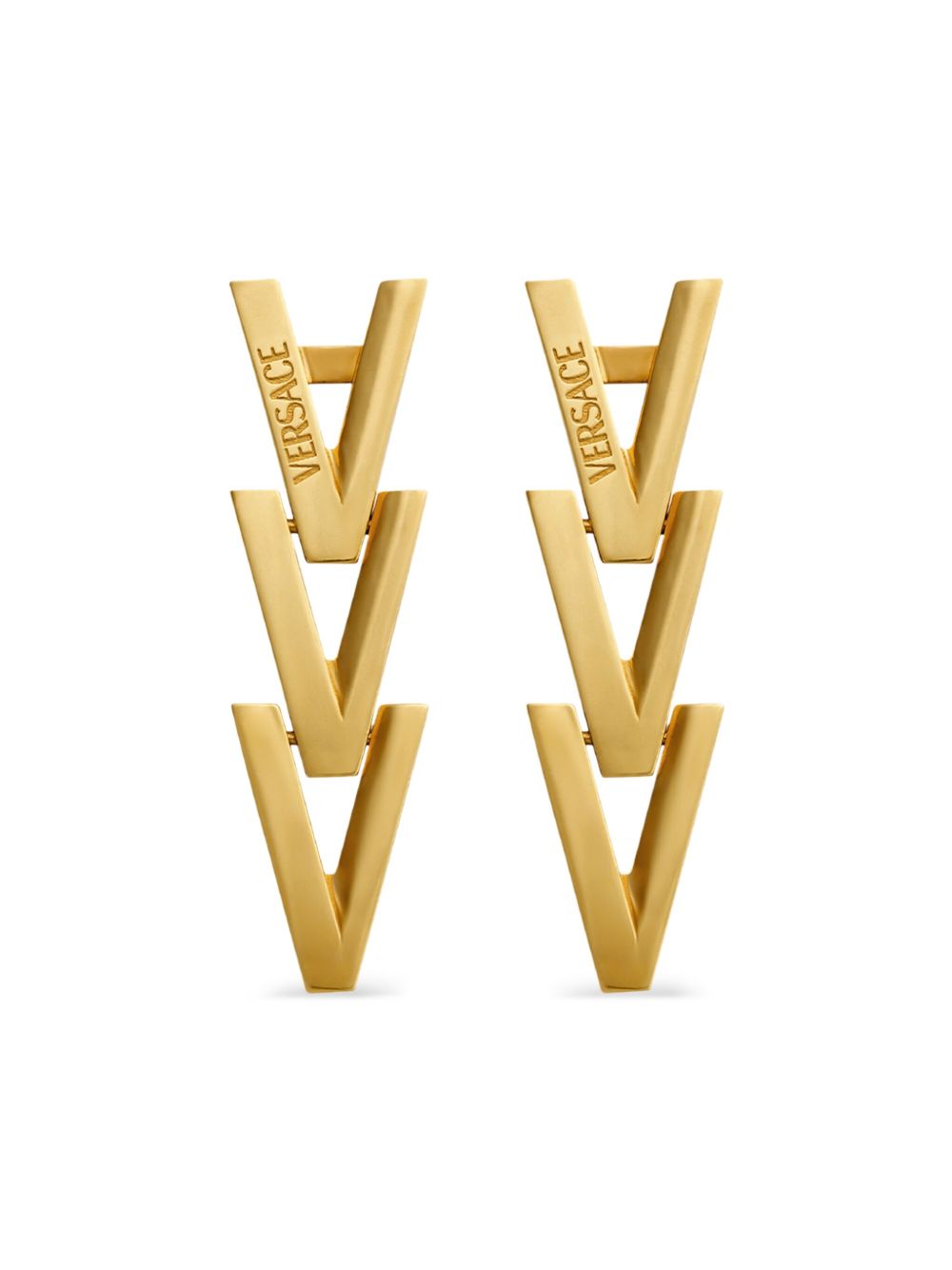 Versace logo吊饰耳环 - 金色