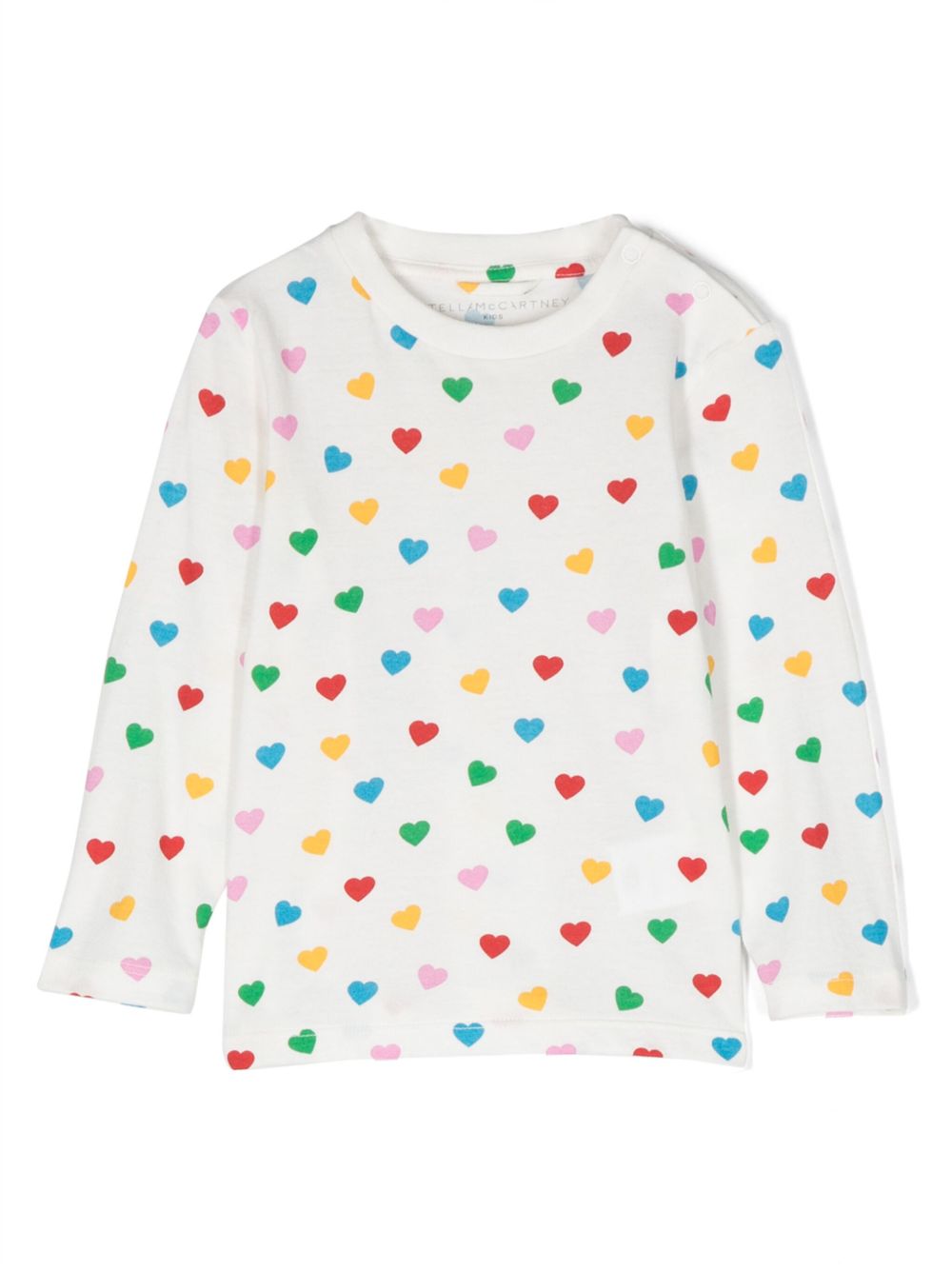 Stella McCartney Kids 心形印花圆领T恤 - 白色