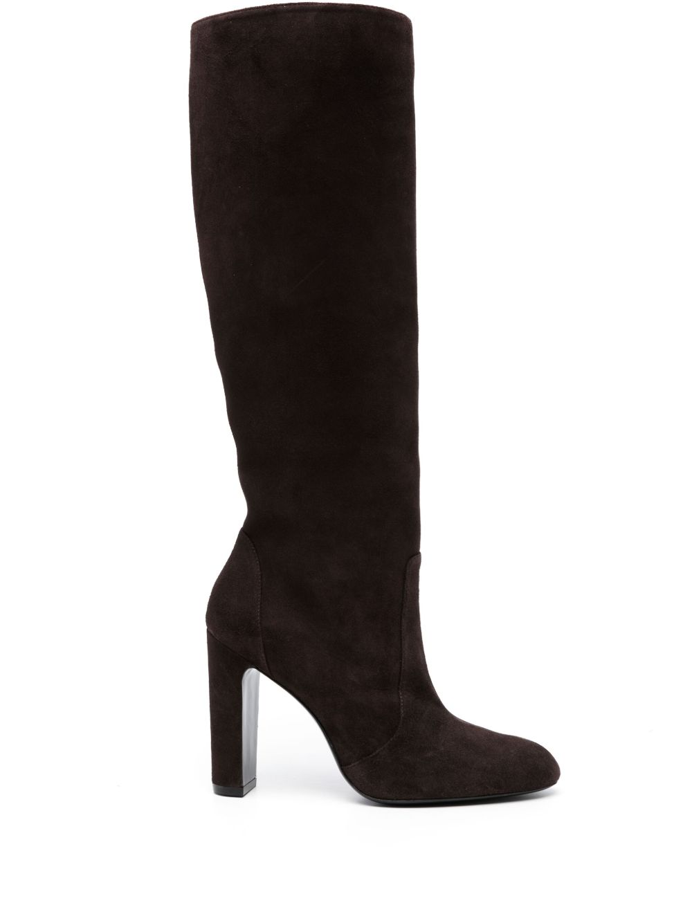 Stuart Weitzman 圆头绒面皮高跟靴 - 褐色