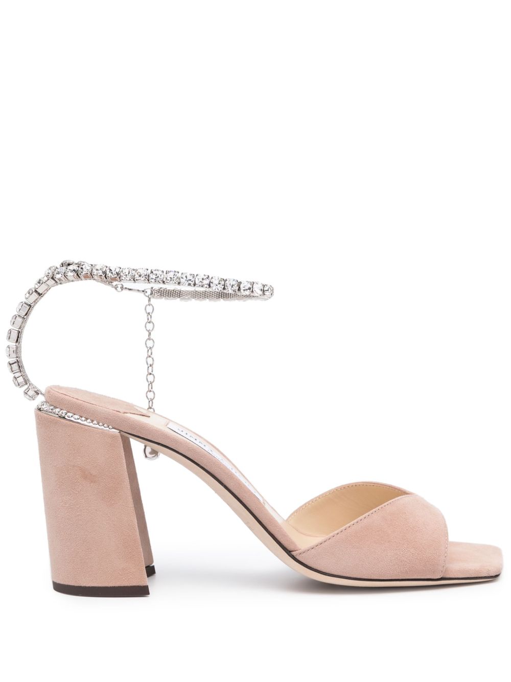 Jimmy Choo Saeda 高跟绒面皮凉鞋 - 中性色