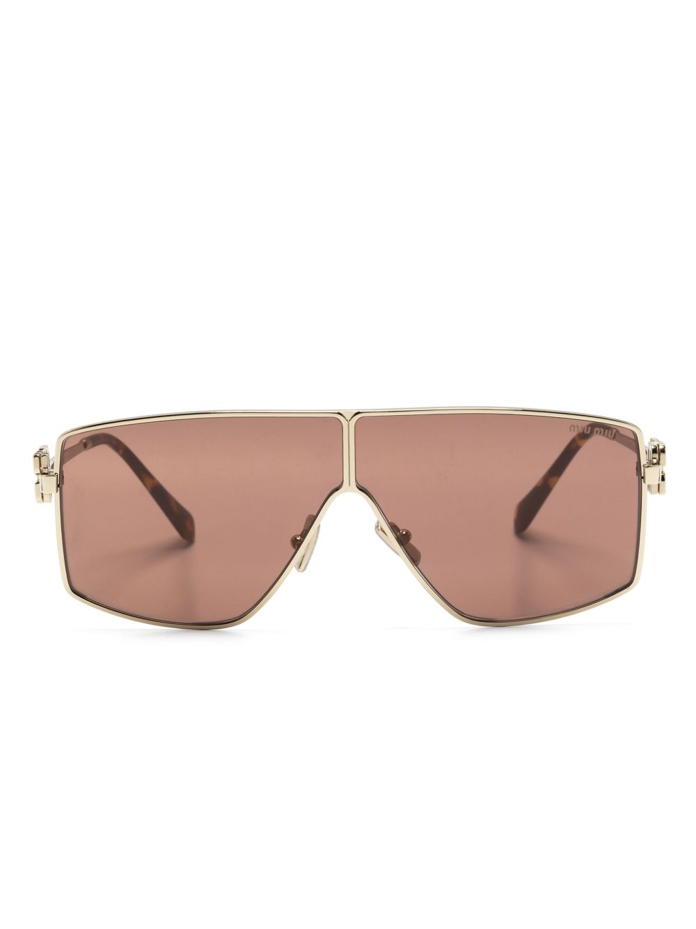 Miu Miu Eyewear logo标牌飞行员镜框太阳眼镜 - 金色