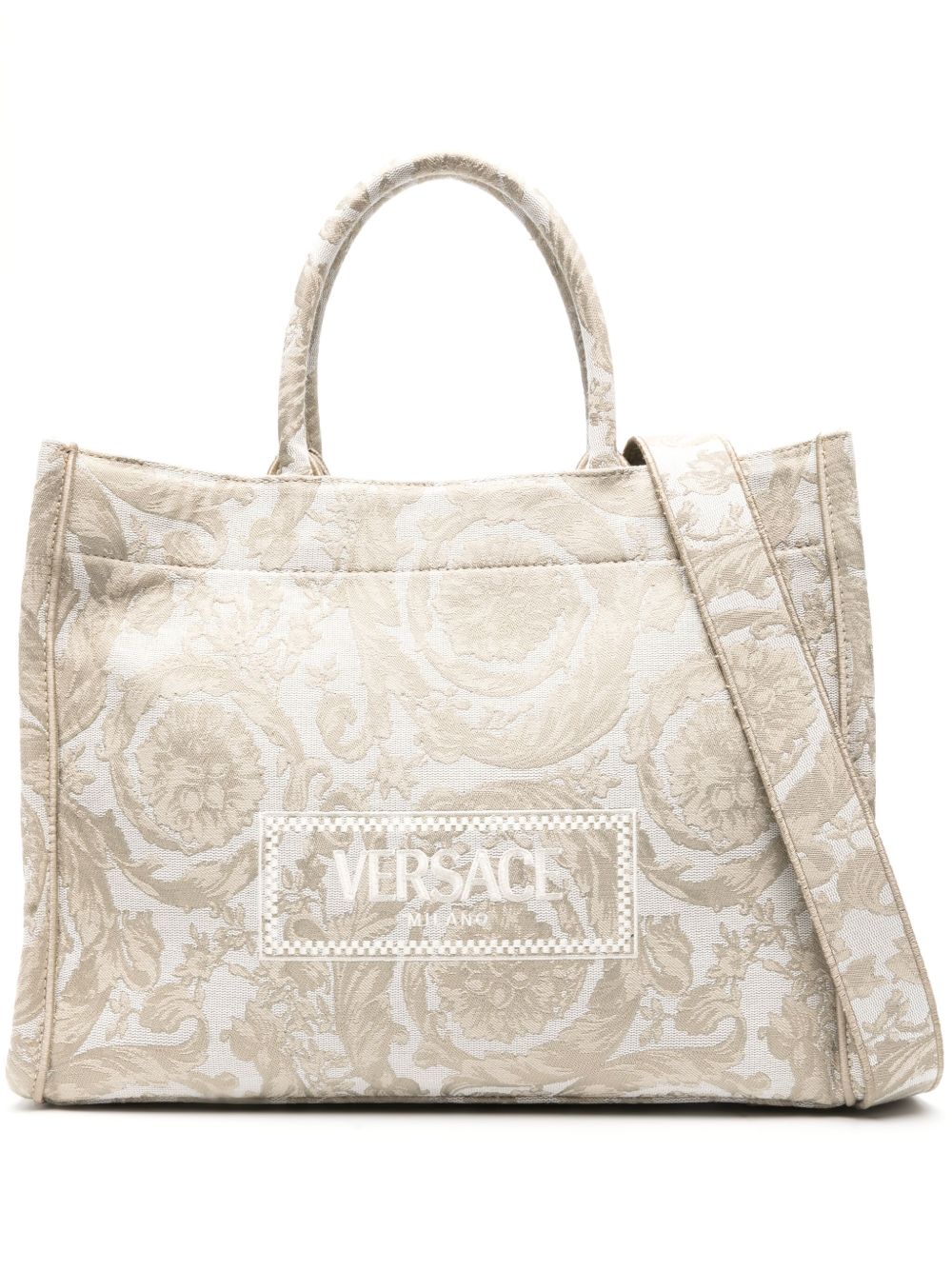 Versace Barocco Athena 大号提花手提包 - 褐色