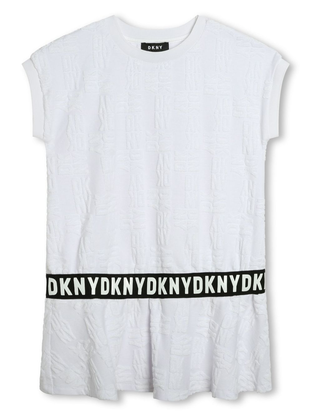 Dkny Kids logo饰带短袖连衣裙 - 白色