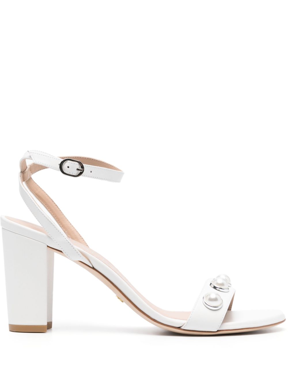 Stuart Weitzman Nearlybare Portia 皮质高跟凉鞋 - 白色