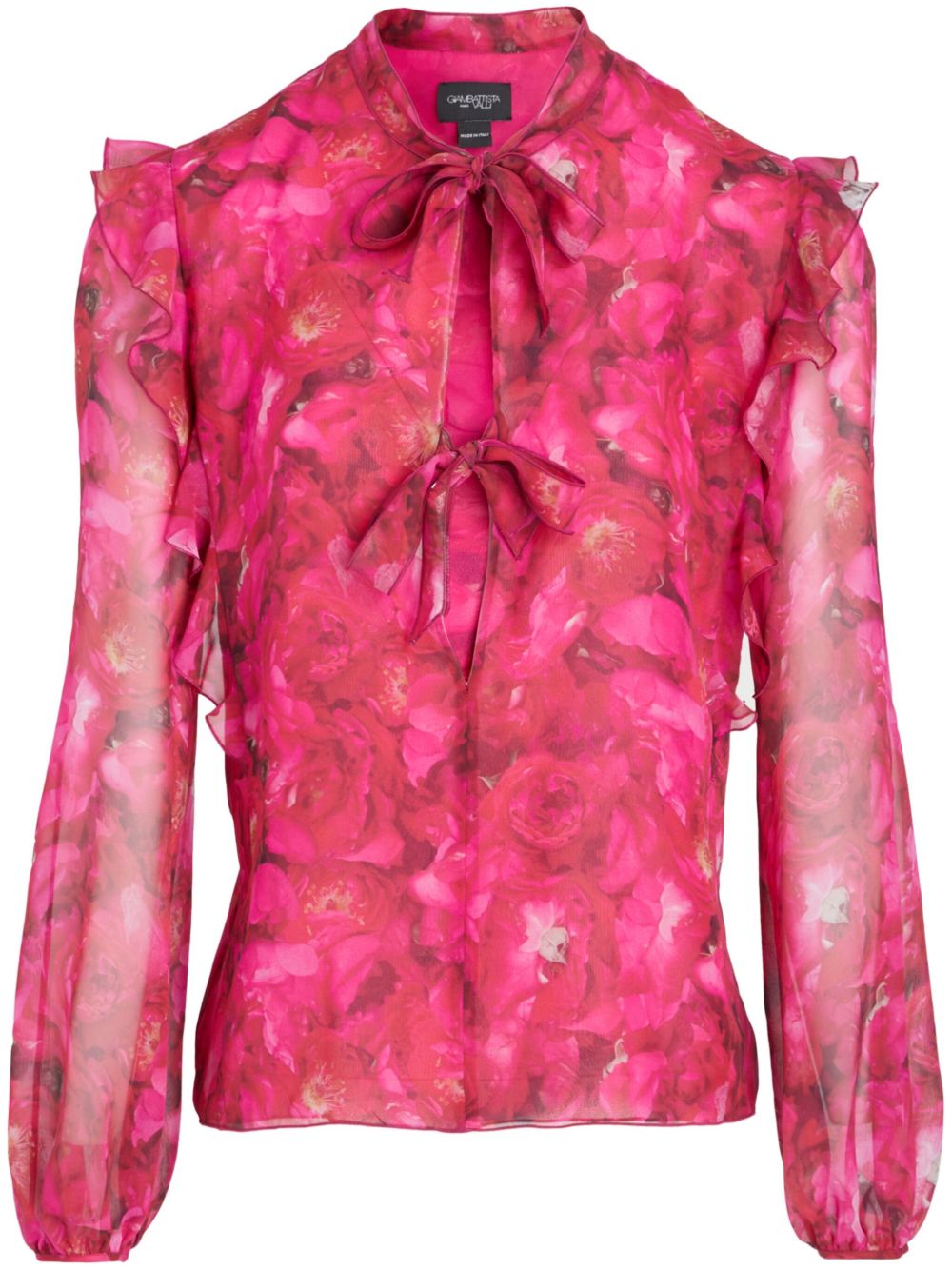 Giambattista Valli 花卉印花真丝乔其纱罩衫 - 粉色