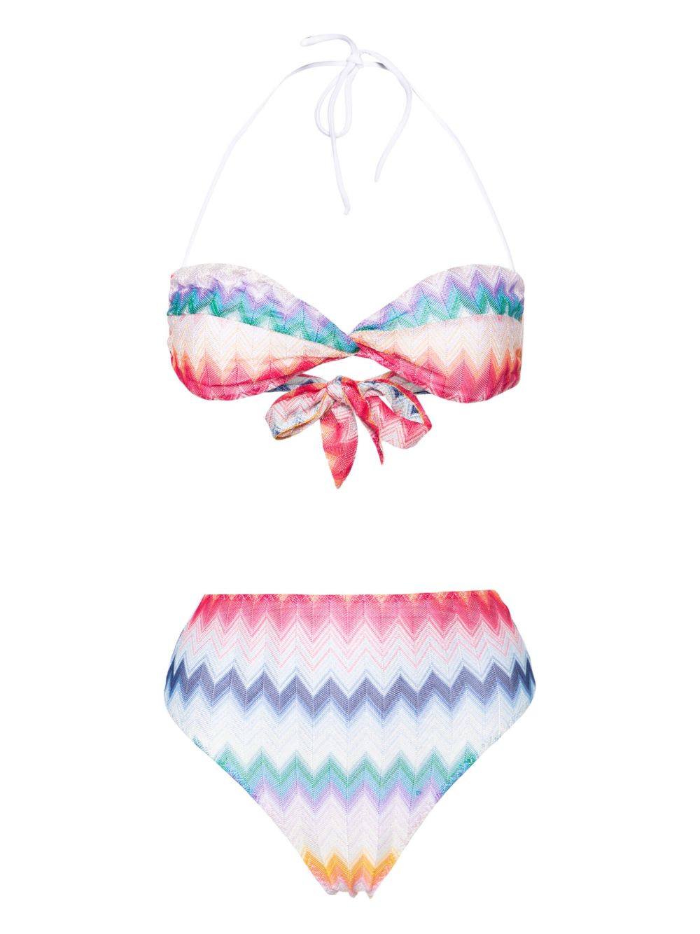 Missoni Z字纹抹胸式比基尼套装 - 蓝色