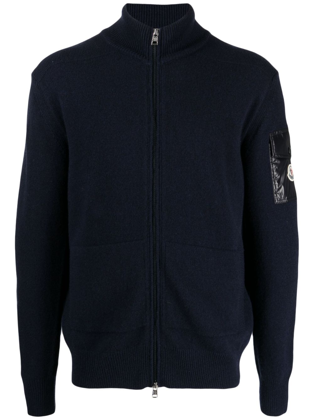 Moncler 标贴拉链开衫 - 蓝色