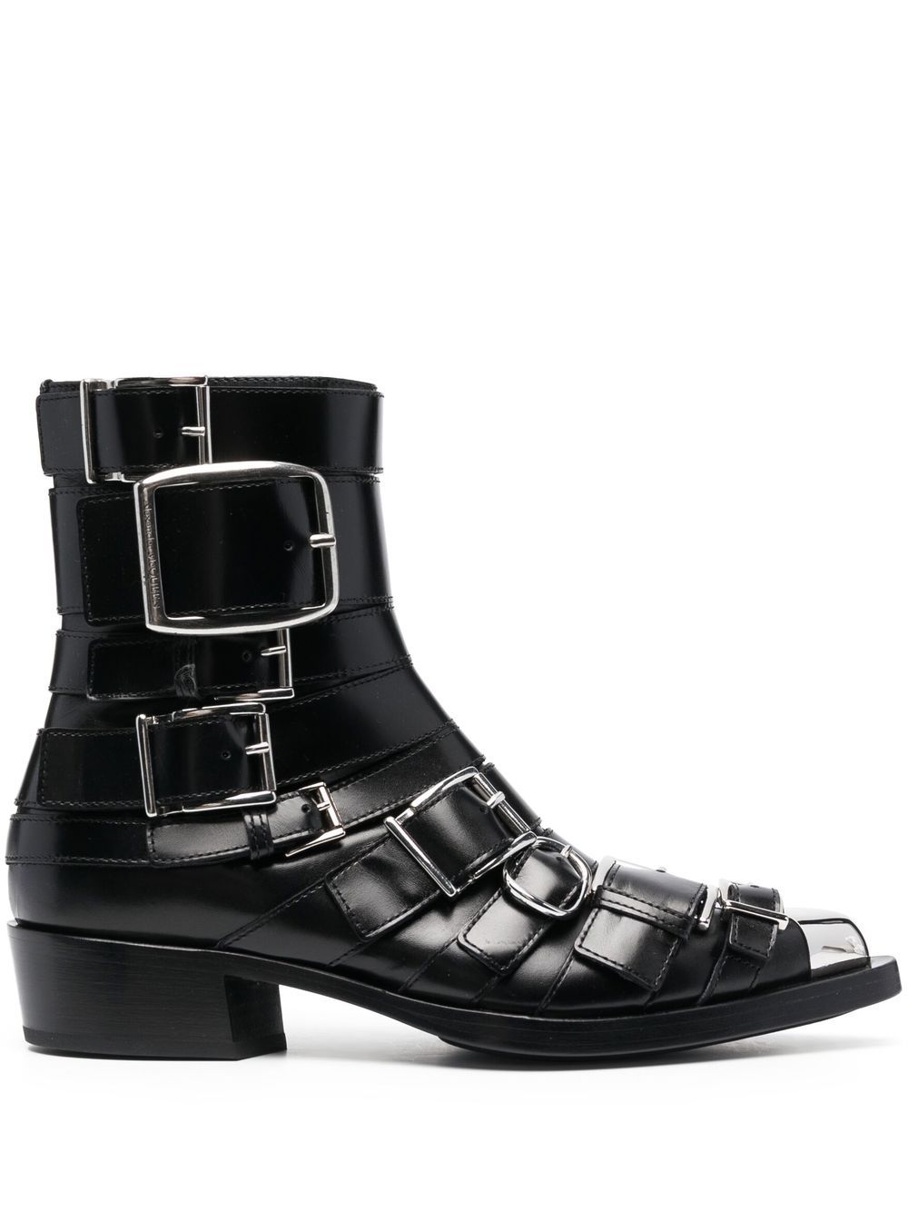 Alexander McQueen Punk 扣环细节及踝靴 - 黑色