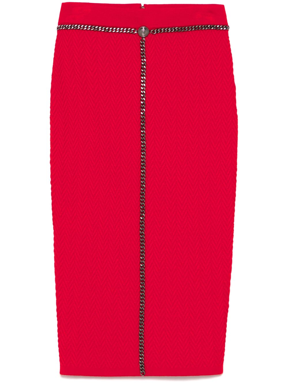 Elisabetta Franchi 搭链边饰中长半身裙 - 红色