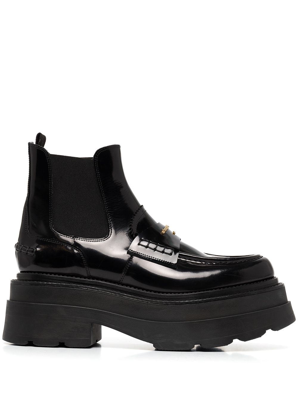 Alexander Wang logo标牌厚底短靴 - 黑色