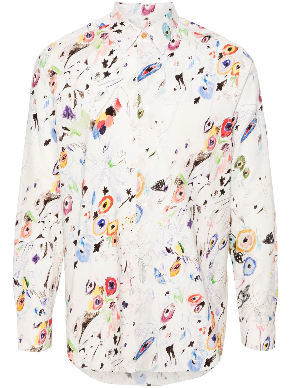 Paul Smith 插图印花长袖衬衫 - 中性色