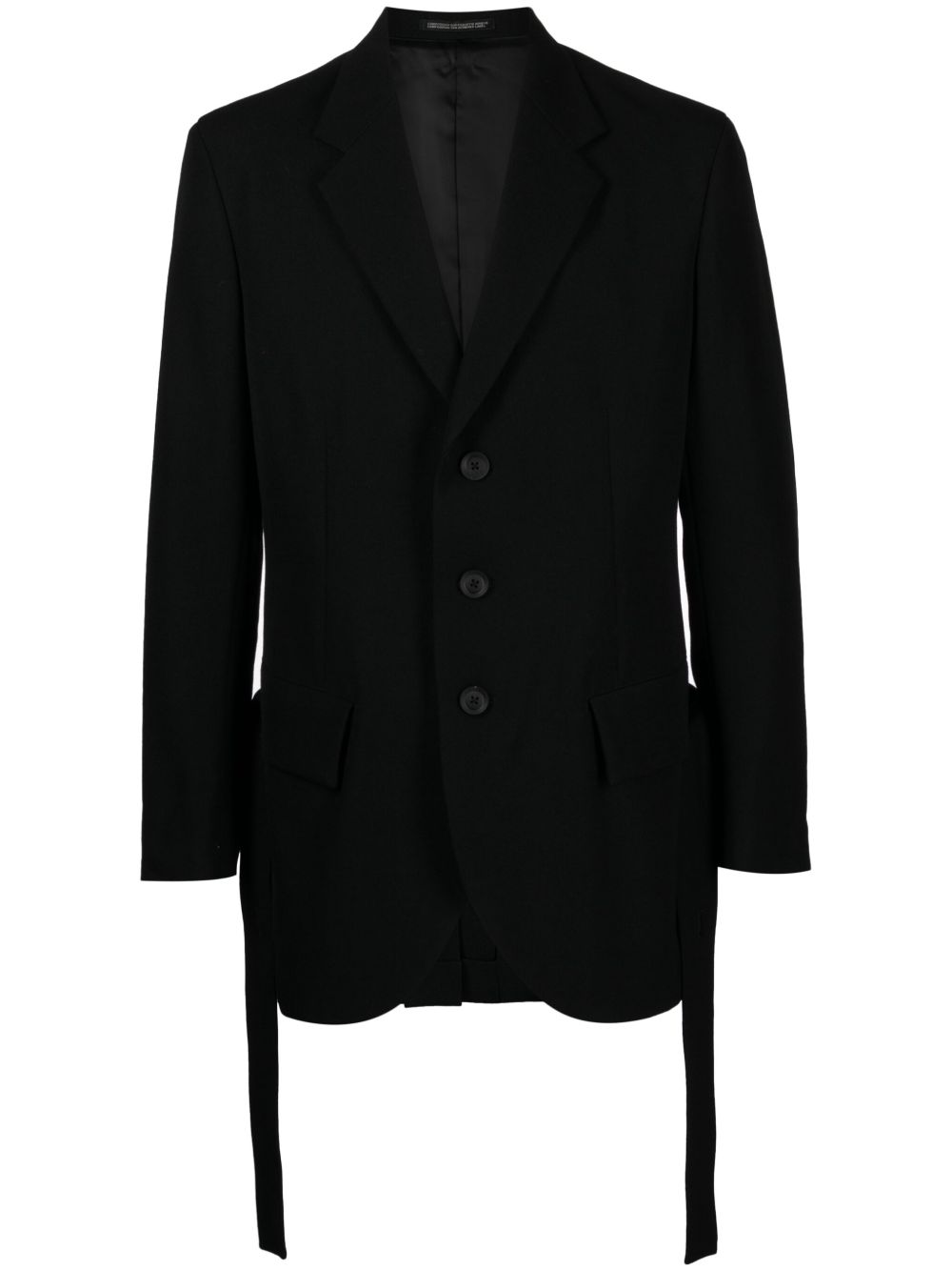Yohji Yamamoto Army Gabardine 褶饰西装夹克 - 黑色