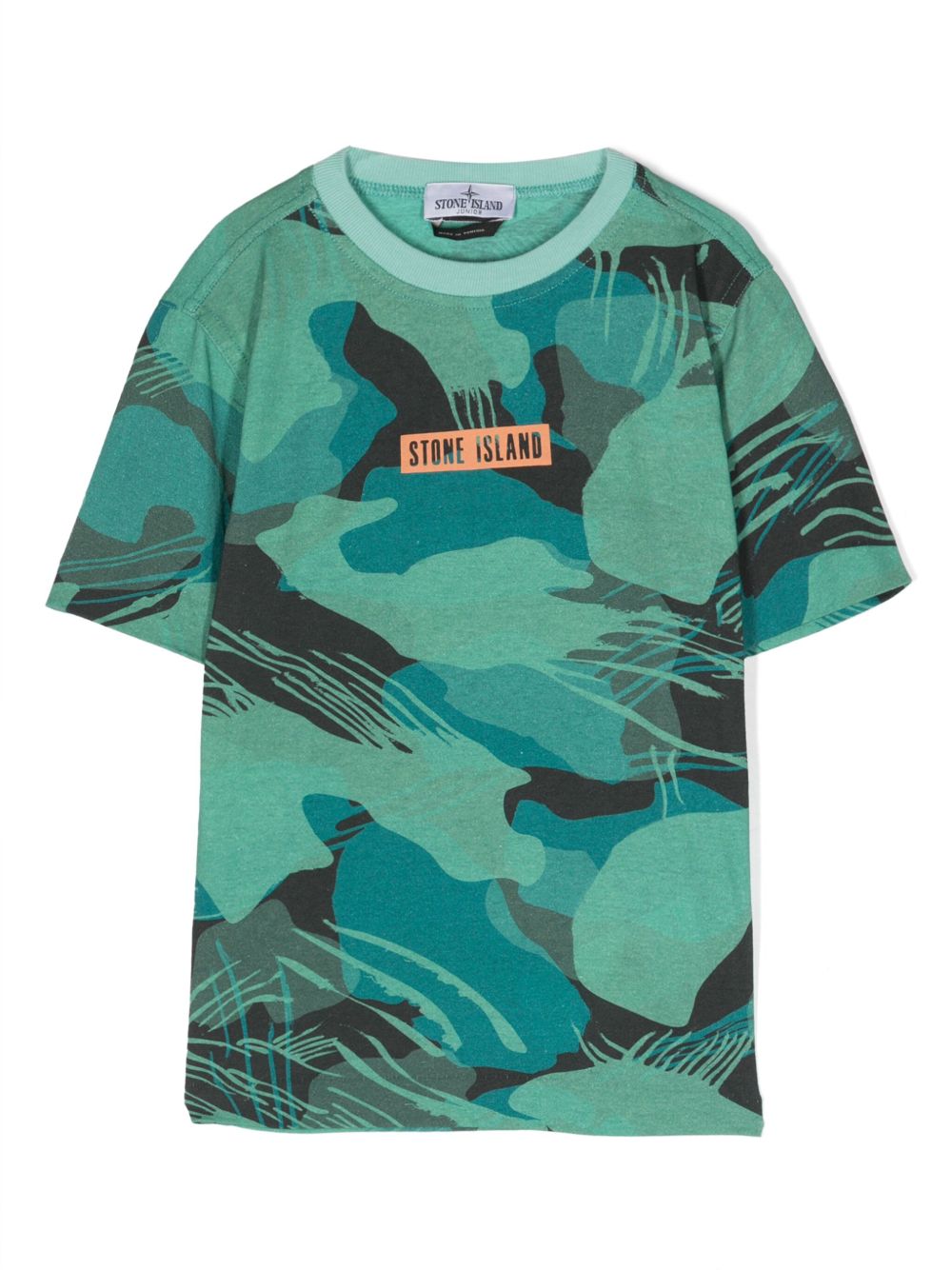 Stone Island Junior logo印花棉T恤 - 绿色