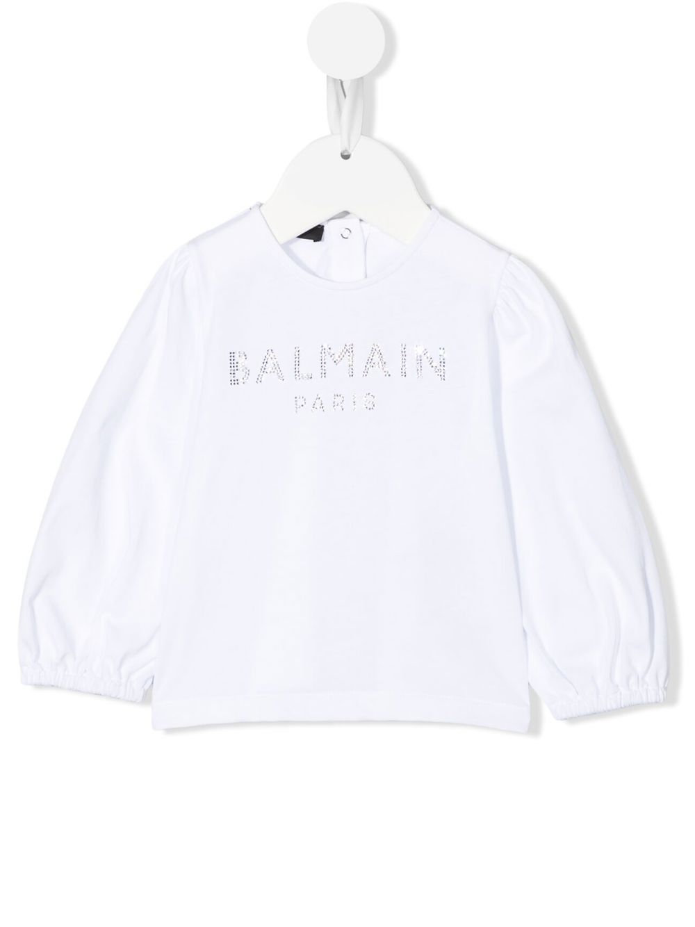 Balmain Kids 巴尔曼 晶饰logo T恤 - 白色