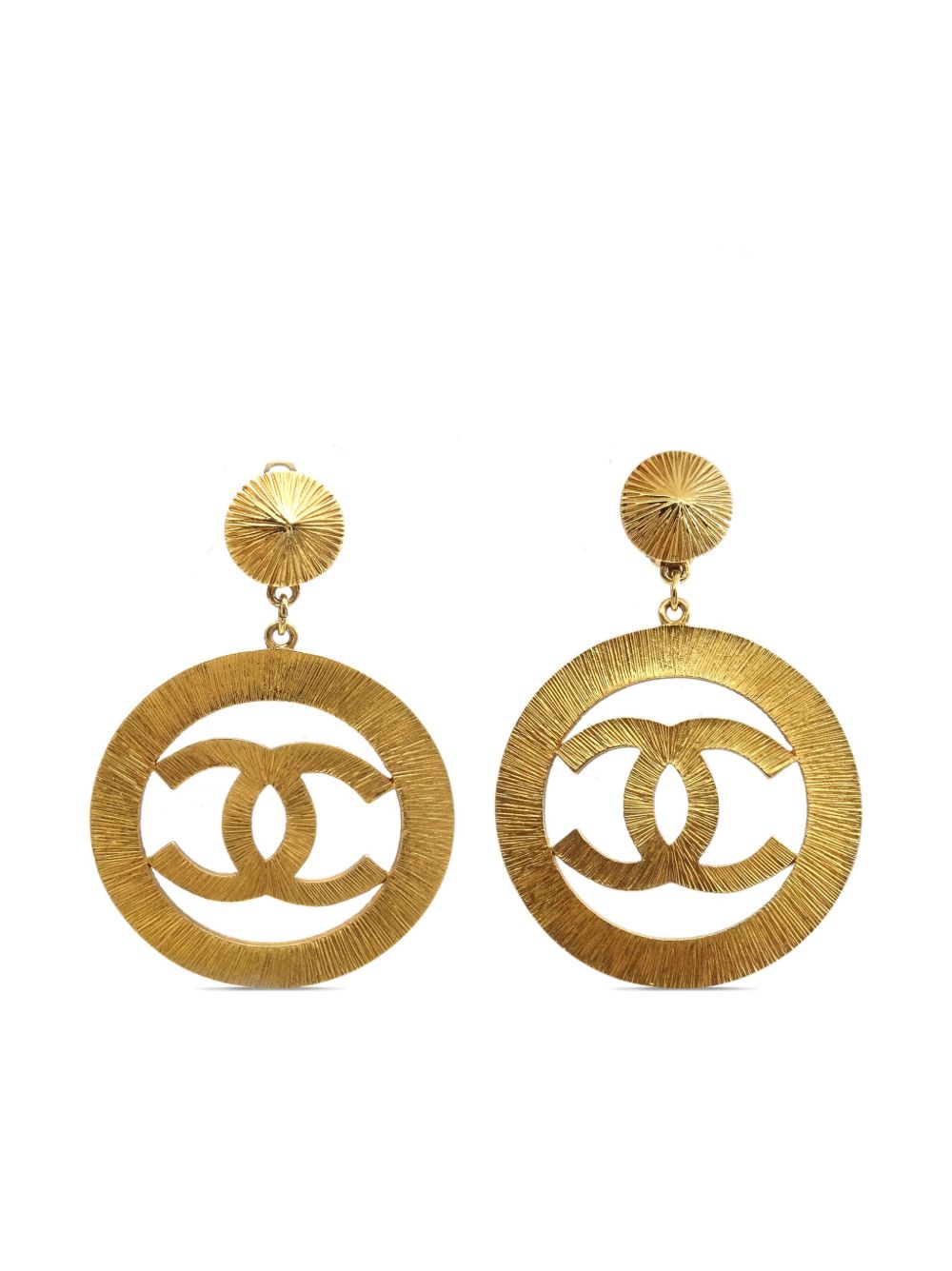 CHANEL Pre-Owned CC 镂空吊饰夹扣式耳环（ 1990-2000年典藏款 ） - 金色