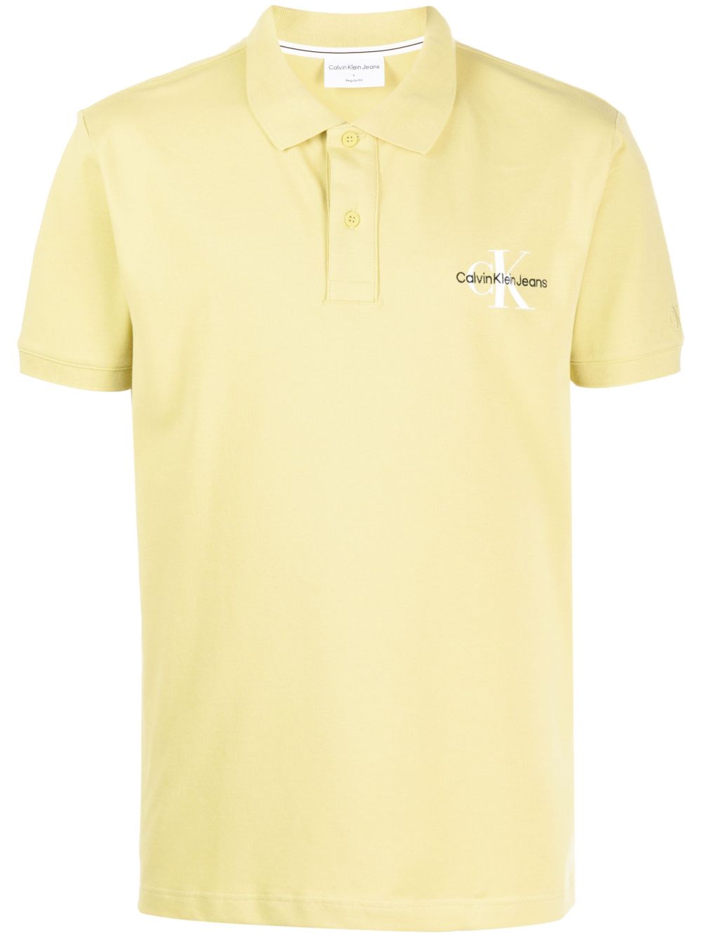 Calvin Klein logo刺绣短袖polo衫 - 黄色