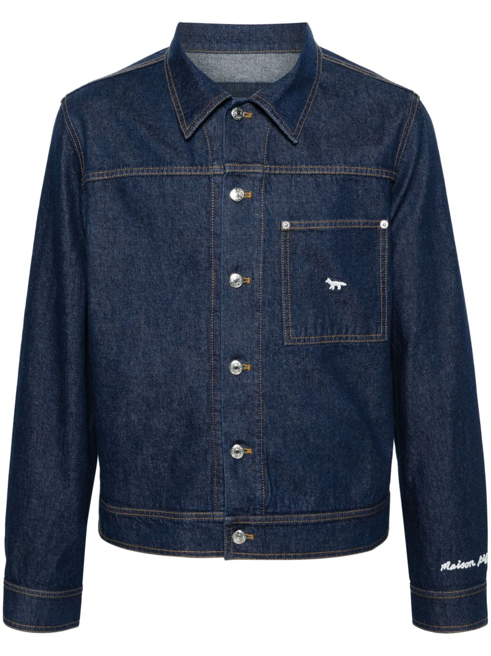 Maison Kitsuné logo刺绣牛仔夹克 - 蓝色