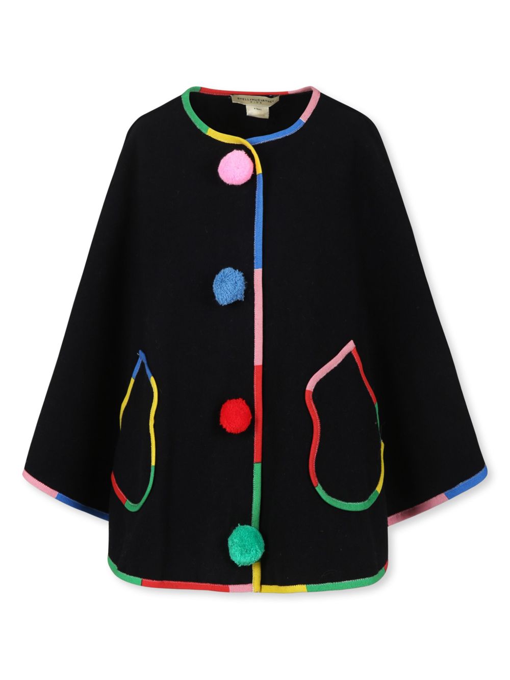 Stella McCartney Kids 绒球细节外套 - 黑色