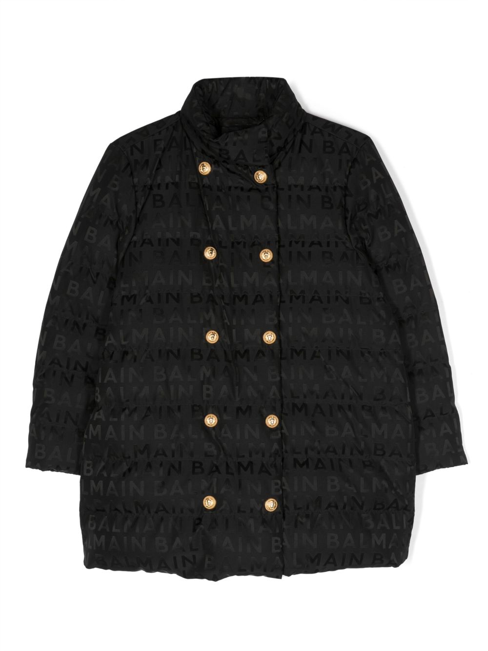 Balmain Kids 经典logo印花填充夹克 - 黑色