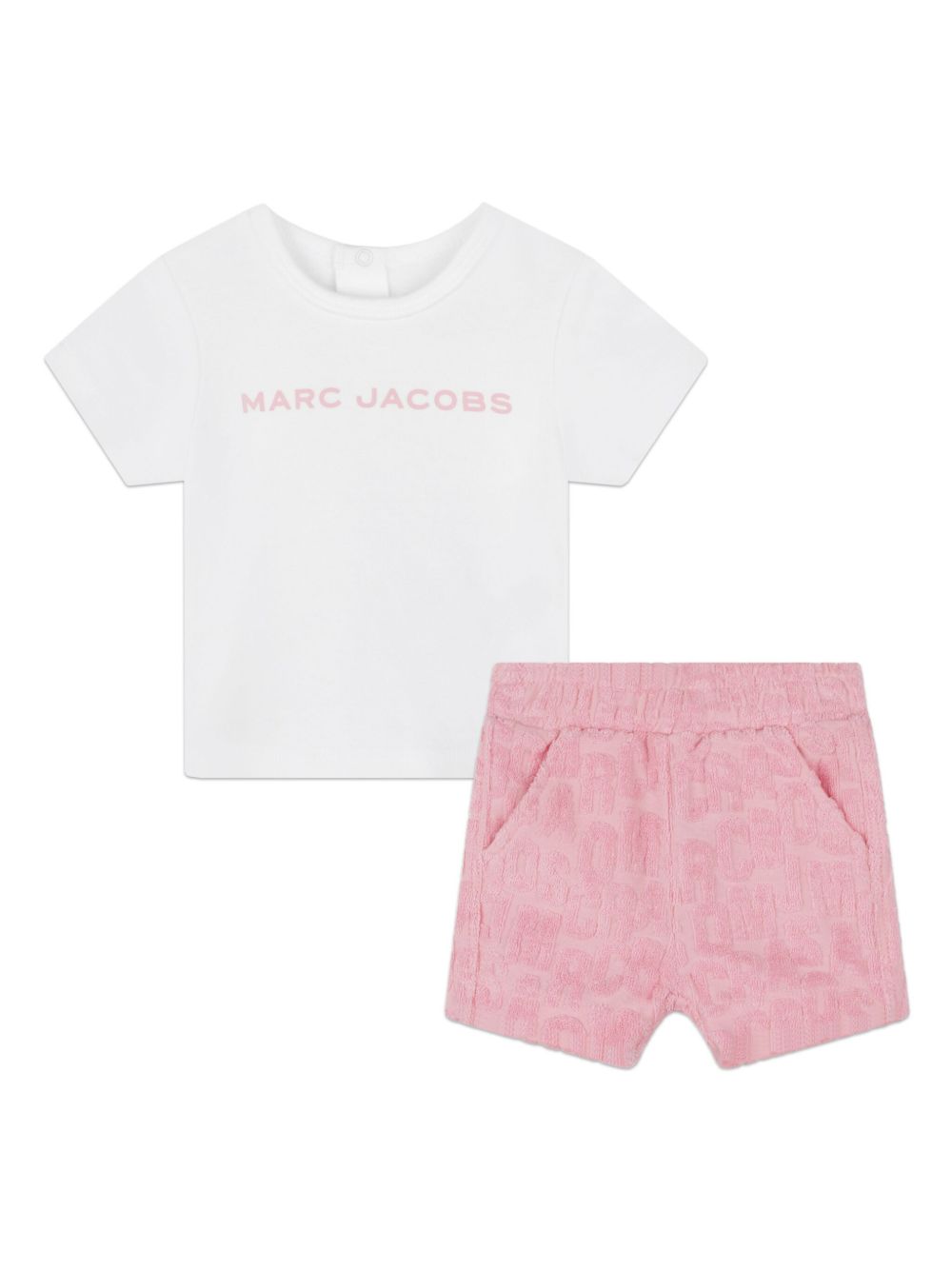 Marc Jacobs Kids logo印花棉混纺短裤套装 - 粉色