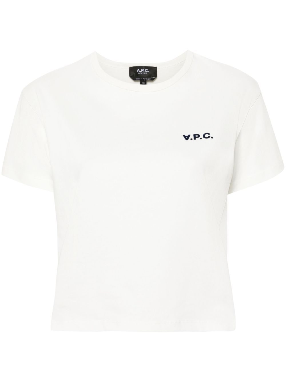 A.P.C. logo 贴花短款T恤 - 白色