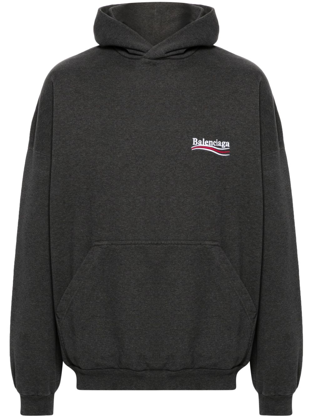 Balenciaga logo刺绣棉连帽衫 - 灰色