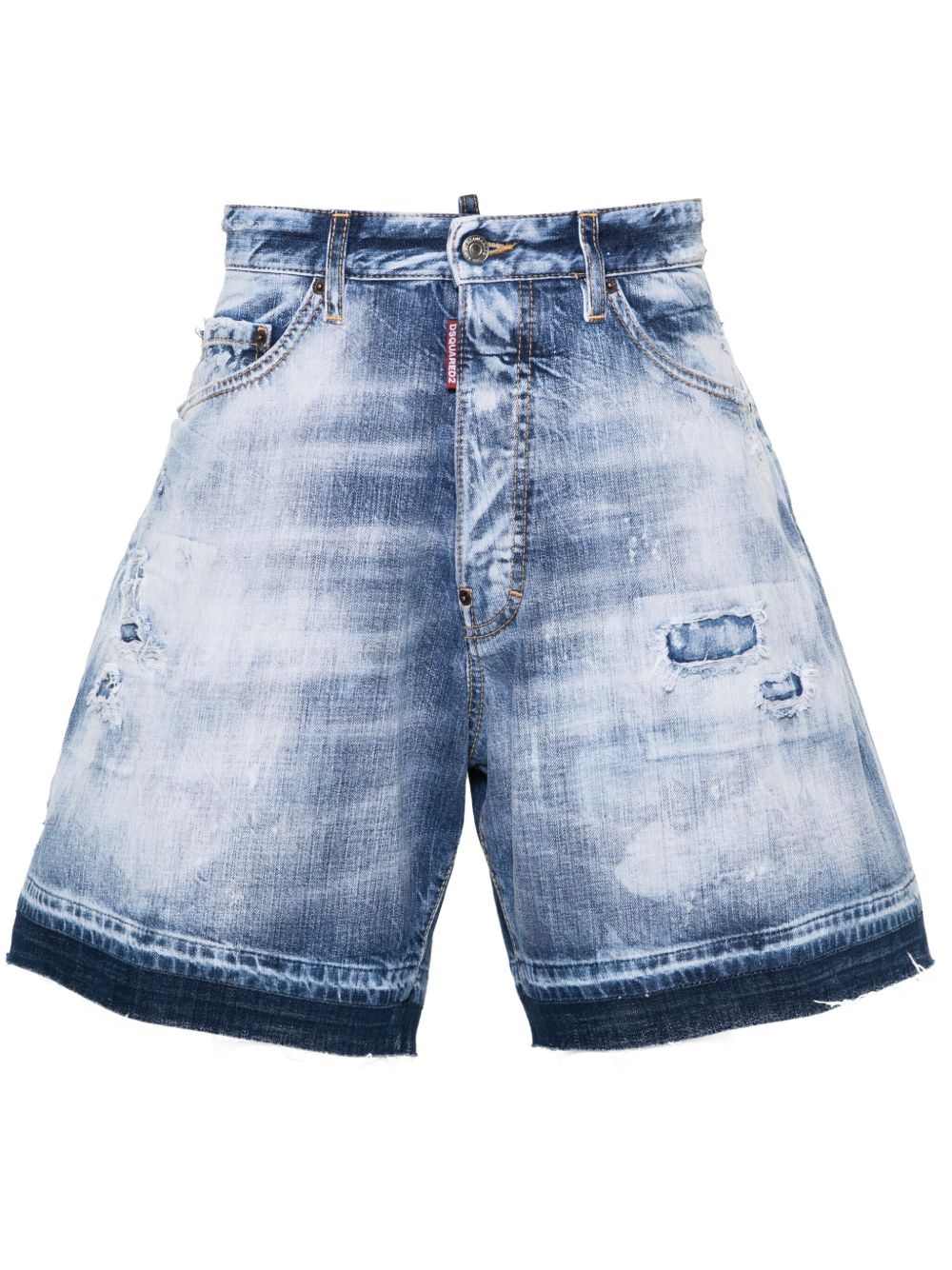 DSQUARED2 仿旧水洗牛仔短裤 - 蓝色