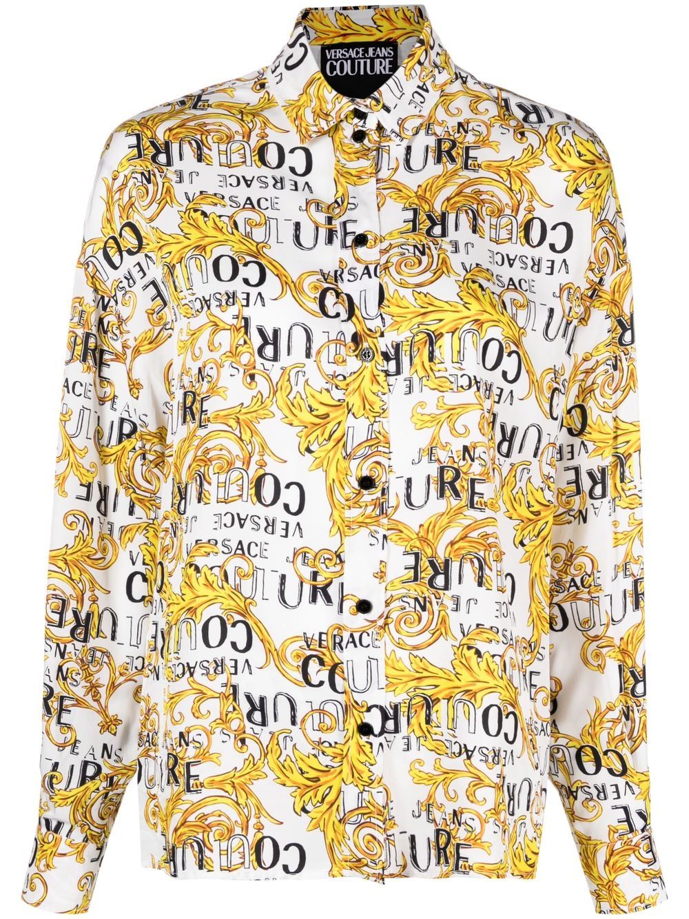 Versace Jeans Couture logo印花巴洛克图案衬衫 - 白色