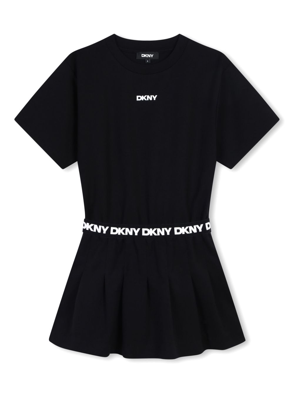 Dkny Kids logo印花短袖连衣裙 - 黑色