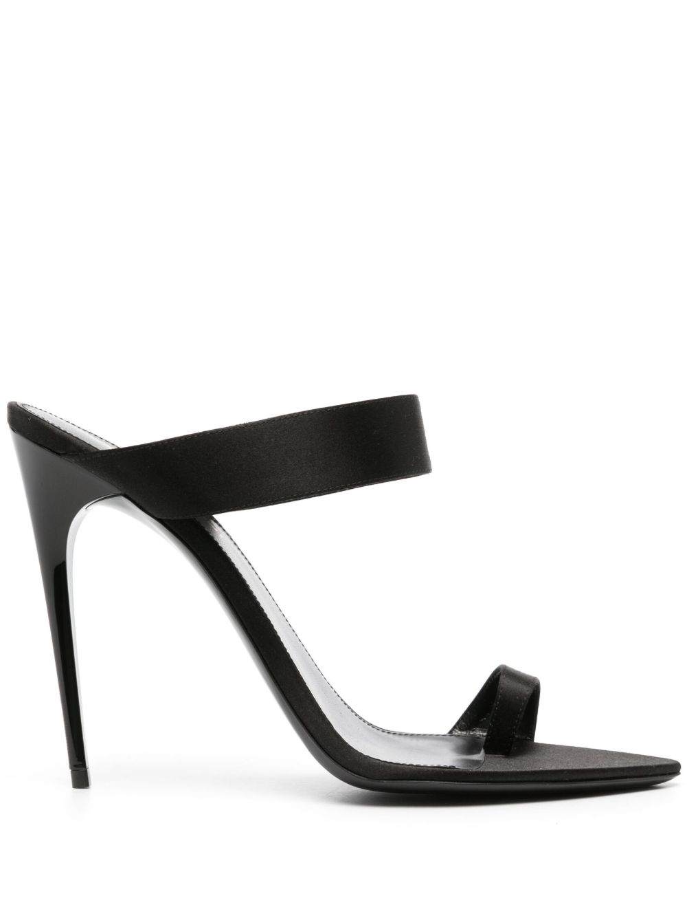 Saint Laurent 双带高跟真丝穆勒鞋 - 黑色