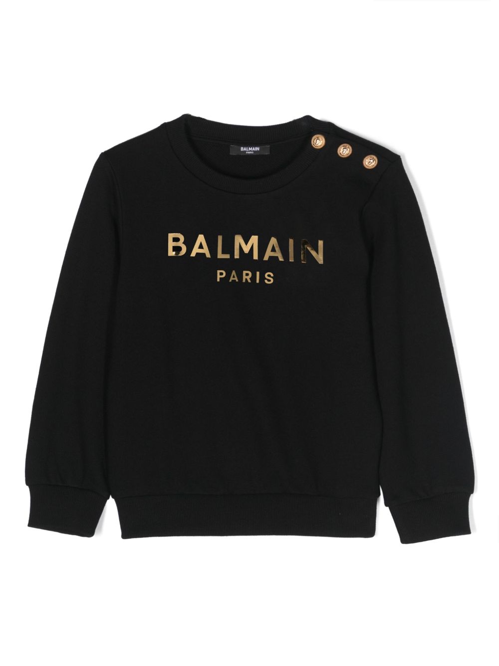 Balmain Kids logo印花棉卫衣 - 黑色